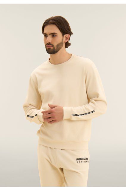 Cotton crew neck sweatshirt with logo insert on sleeves (Farba Hedge Green, Veľkosť L)